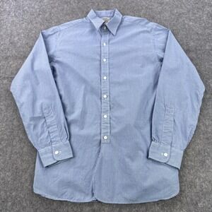 RRL Ralph Lauren Shirt Mens 15.5 Blue White Gingham Cotton Polo Double Casual